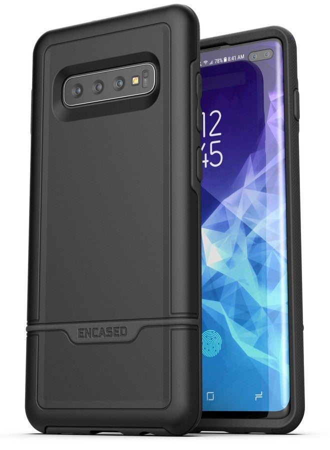 ENCASED Shockproof Galaxy S10 Plus Case - Heavy Duty Protective Cover, Black (Rebel Series for 2019 Samsung S10+) - Image 1